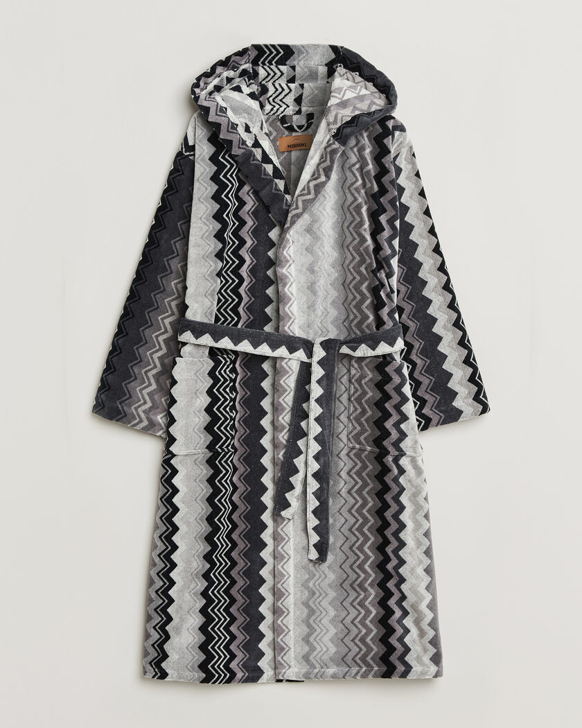  Missoni Home Giacomo Hooded Bathrobe Multi Black – Sort