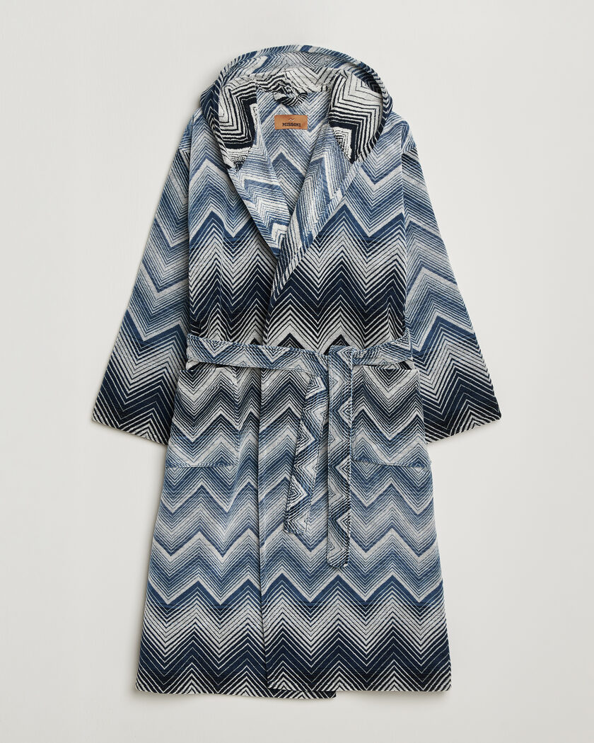 Missoni Home Marea Hooded Bathrobe Multi Blue – Blå