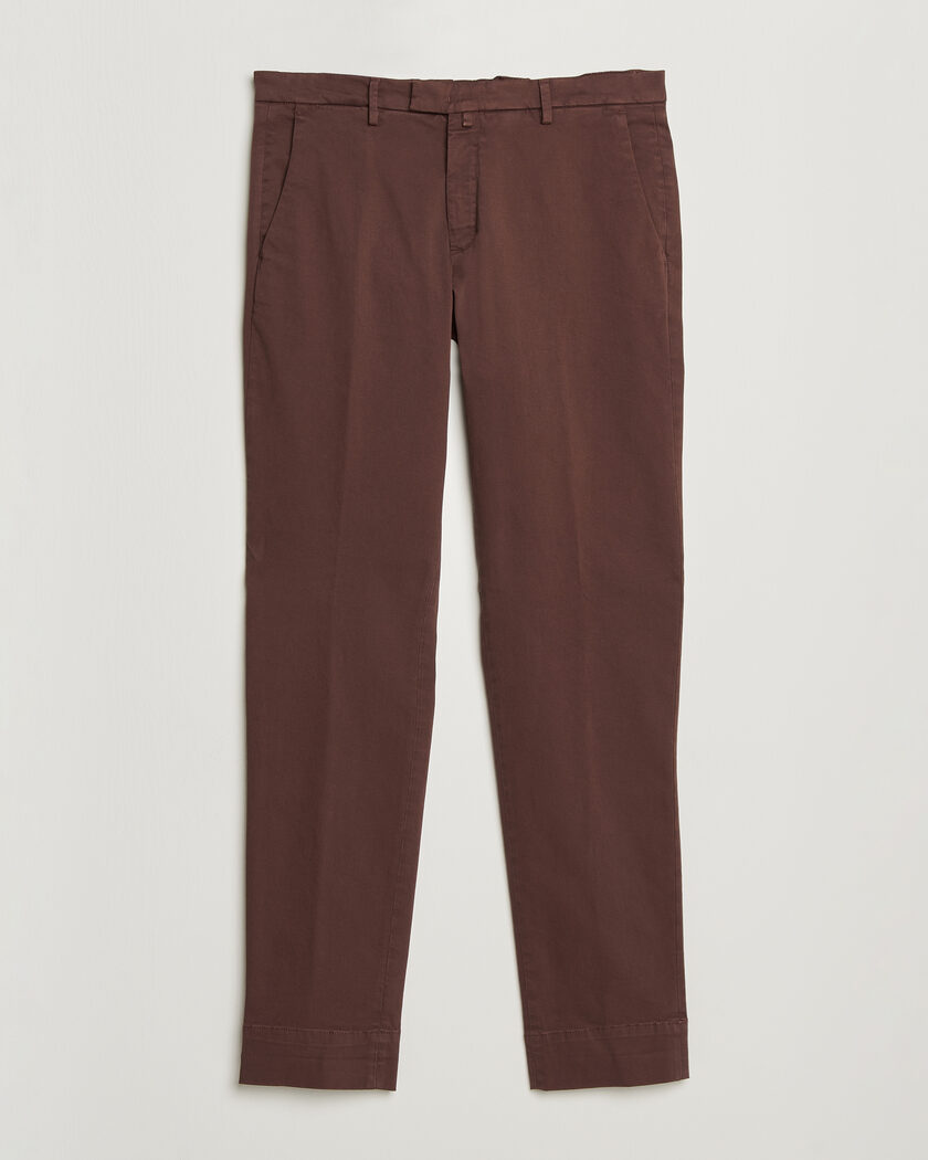 Briglia 1949 Slim Fit Cotton Stretch Trousers Burgundy – Rød