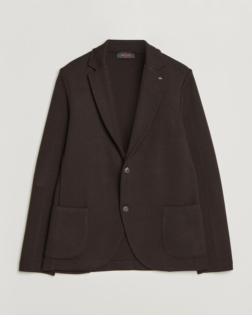 Gran Sasso Rainwool Knitted Blazer Dark Brown – Brun