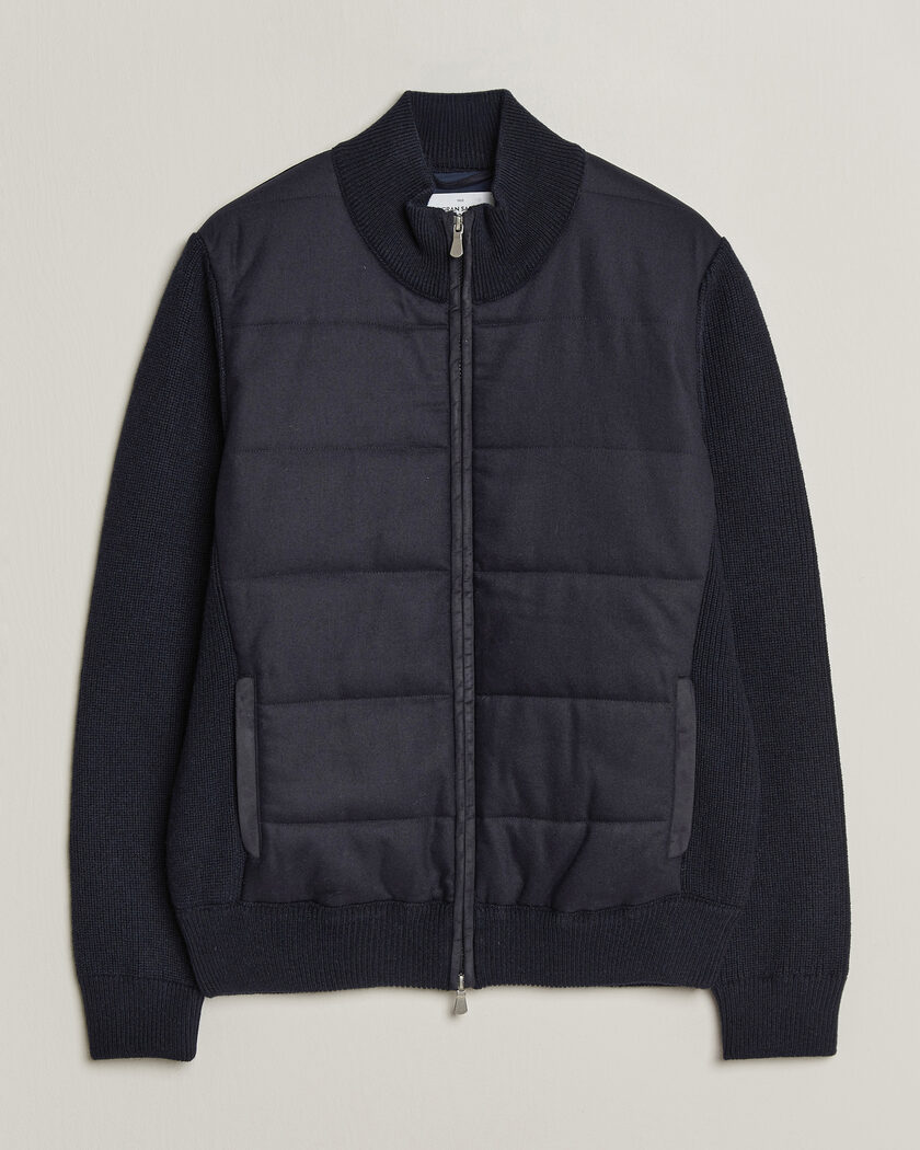 Gran Sasso Brushed Wool Hybrid Jacket Navy – Blå