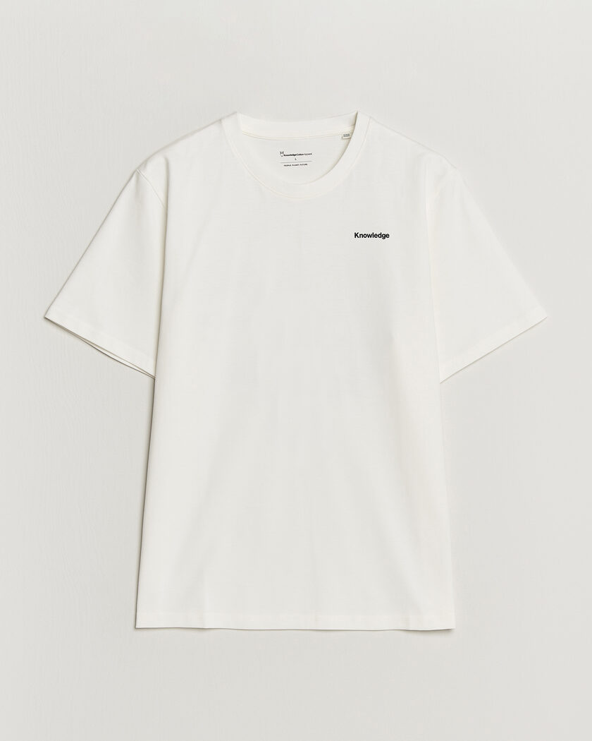 KnowledgeCotton Apparel Back Print T-Shirt Egret – Hvid
