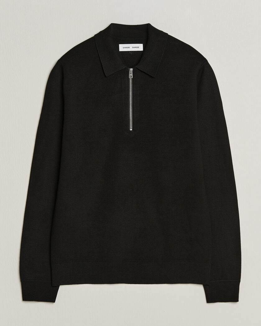 Samsøe Samsøe Matt Half Zip Polo Black – Sort