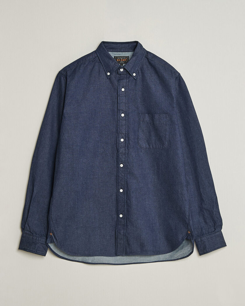 BEAMS PLUS Denim Button Down Shirt Indigo – Blå