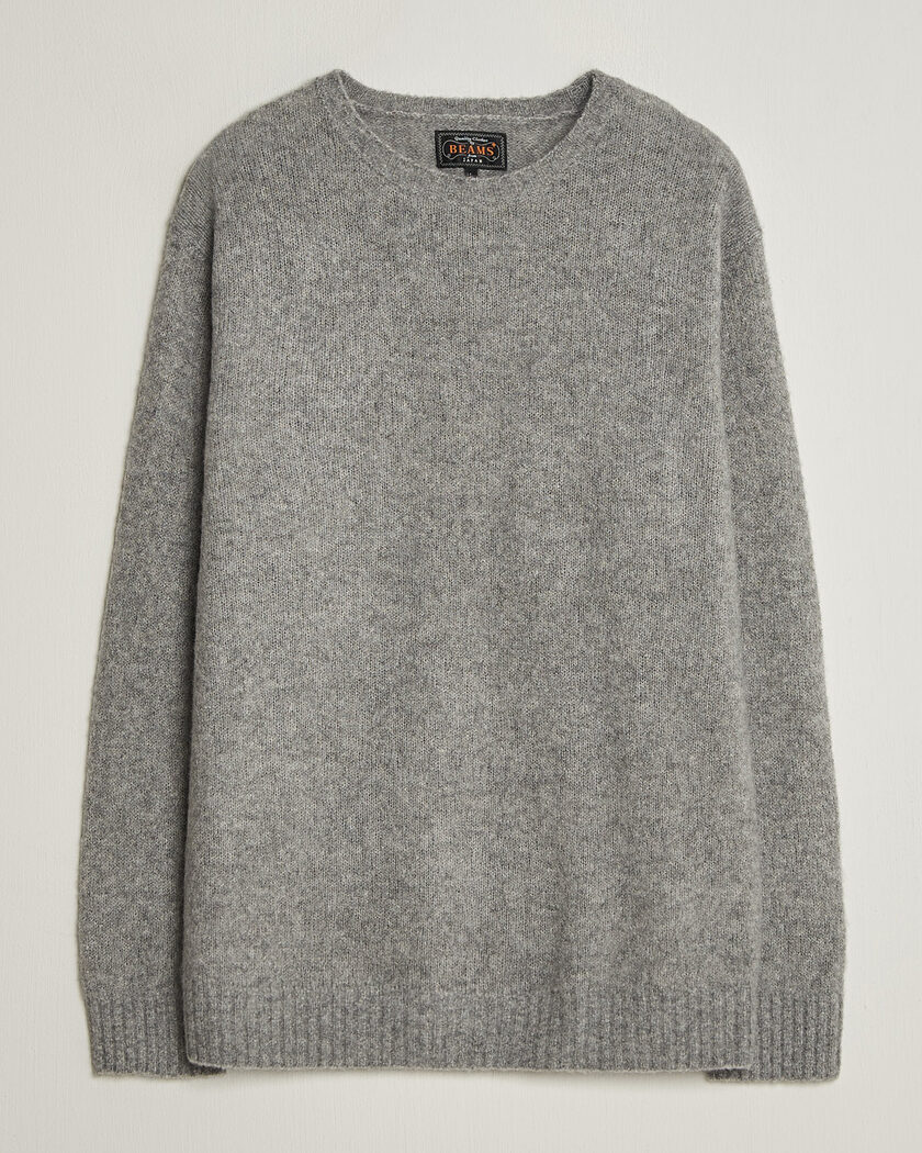 BEAMS PLUS Cashmere/Silk Crew Neck Grey Melange – Grå
