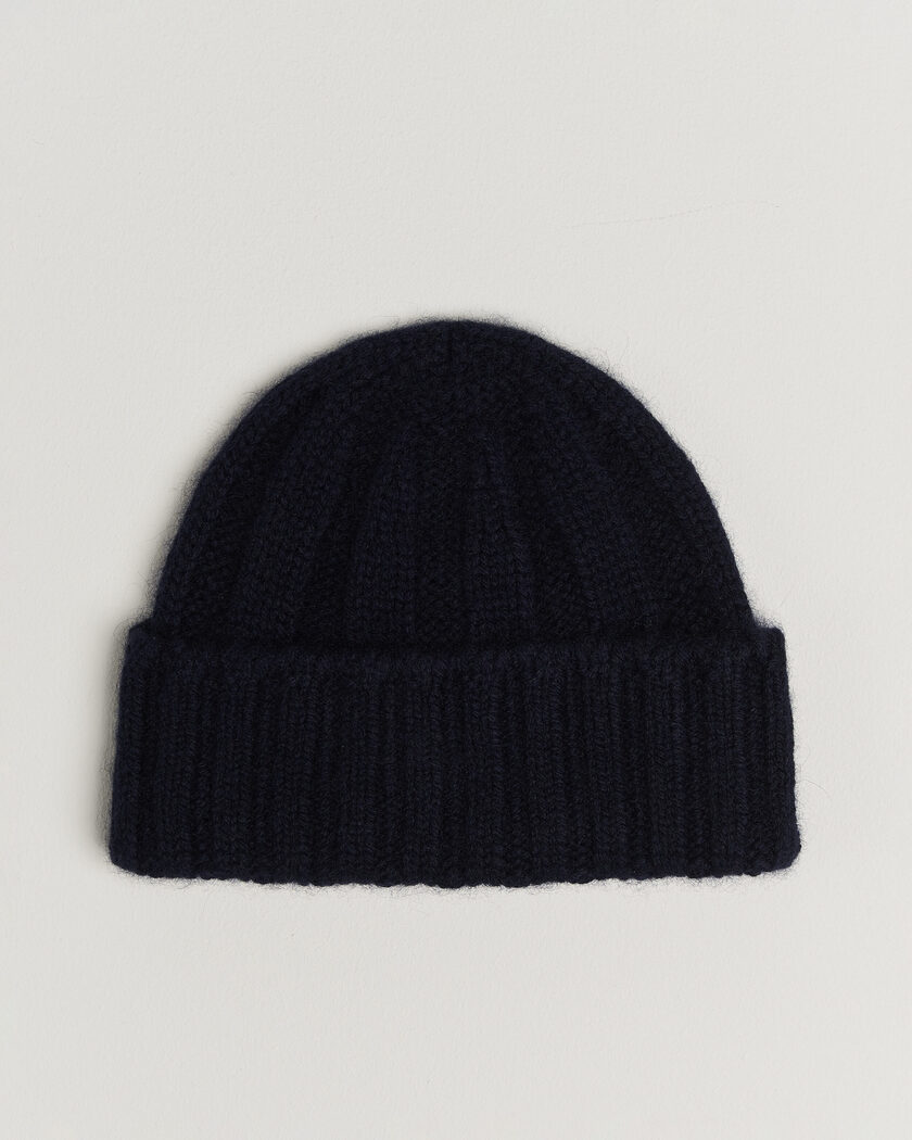 BEAMS PLUS Cashmere Rib Beanie Navy – Blå