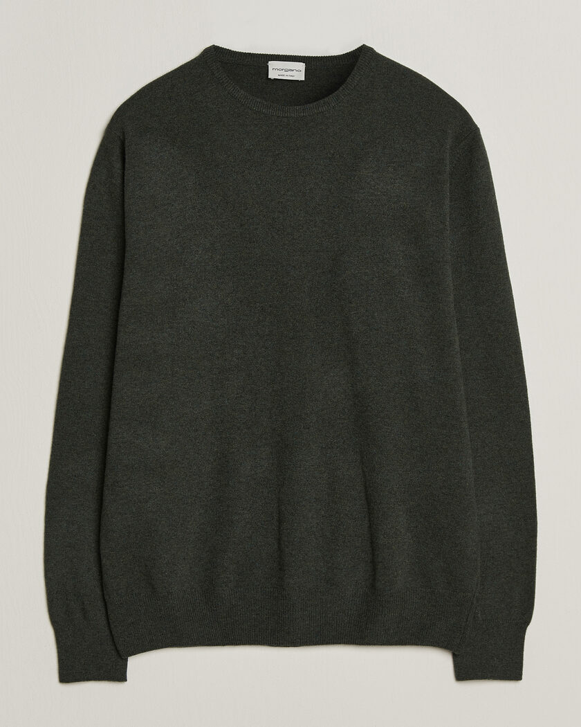 Morgano Wool/Cashmere Crewneck Dark Green – Grøn