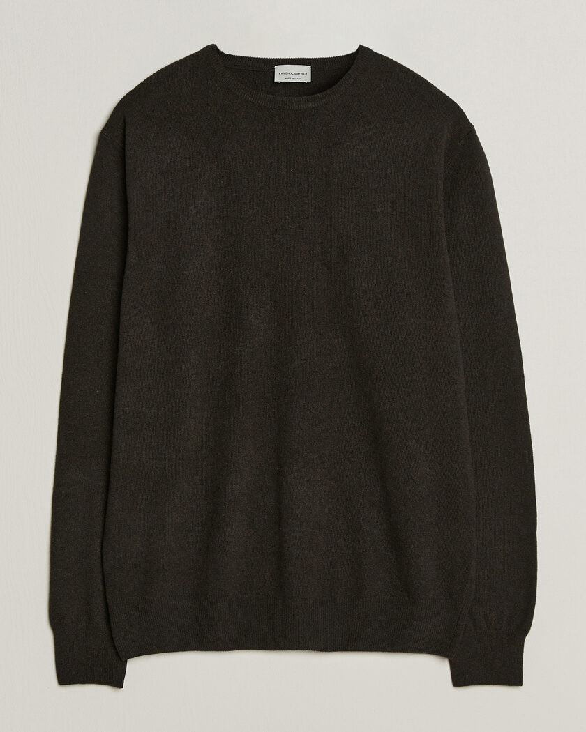 Morgano Wool/Cashmere Crewneck Dark Brown – Brun