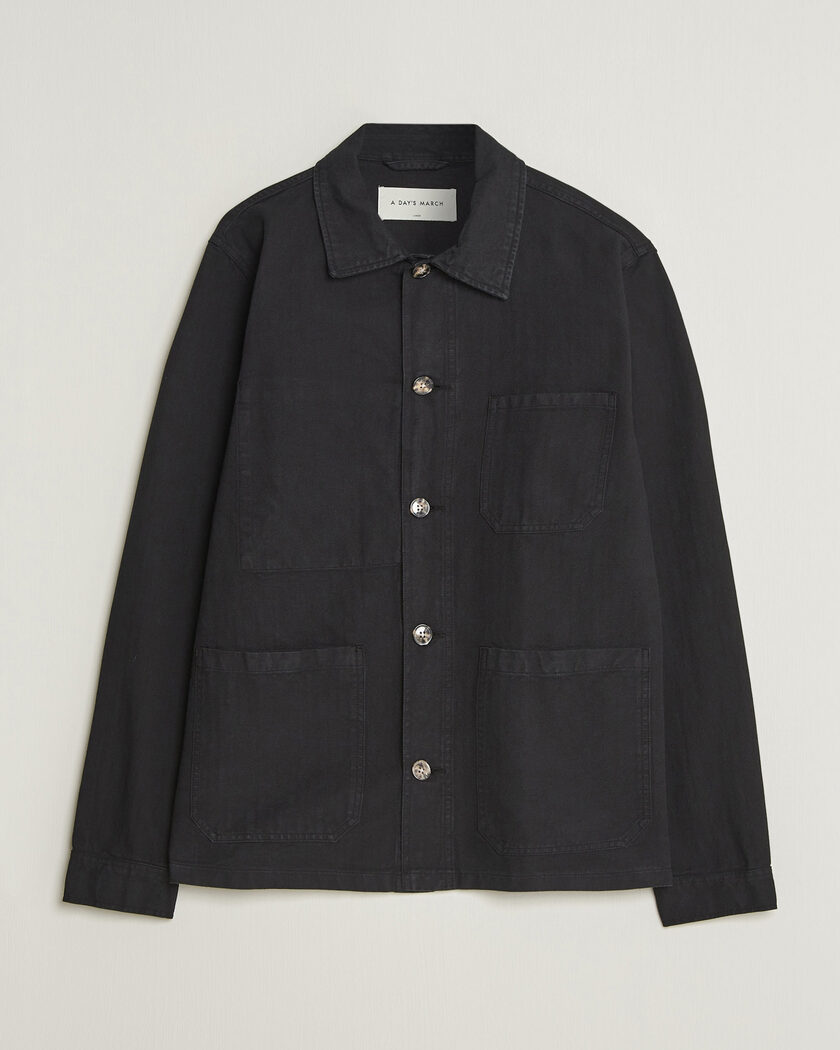 A Day's March Original Herringbone Overshirt Black – Sort