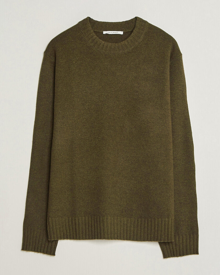 A Day's March Marlow Lambswool Sweater Forest Green – Grøn