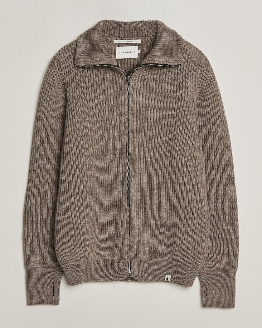 Peregrine Fisherman Merino Zip Cardigan Light Brown – Brun