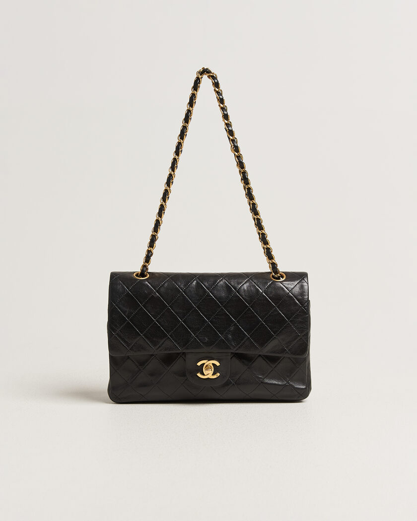 Chanel Pre-Owned Classic Medium Double Flap Bag Lambskin Black – Sort