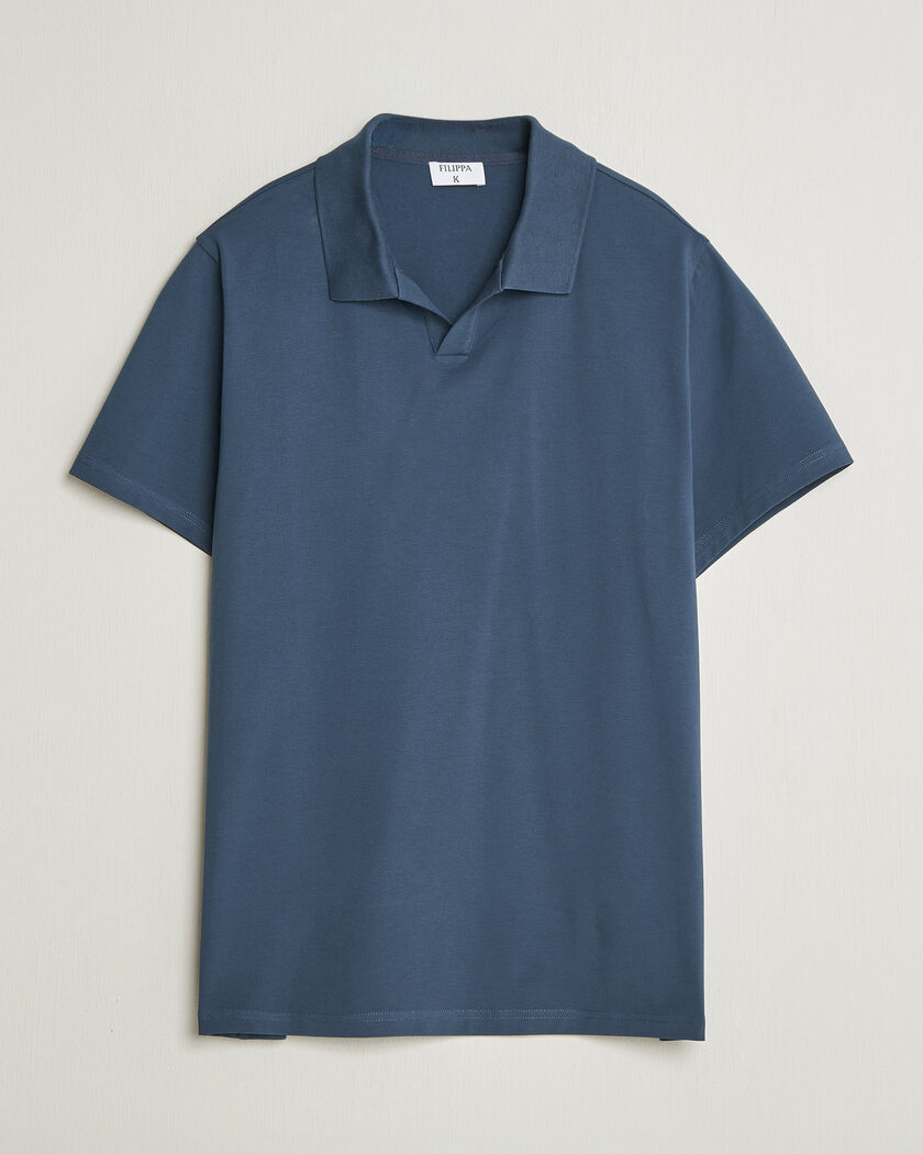 Filippa K Soft Lycra Polo T-Shirt Stone Blue – Blå