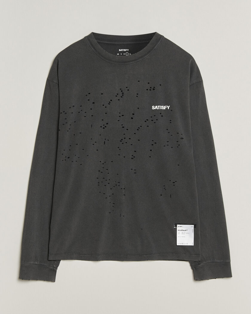 Satisfy MothTech Long Sleeve T-Shirt Aged Black – Sort