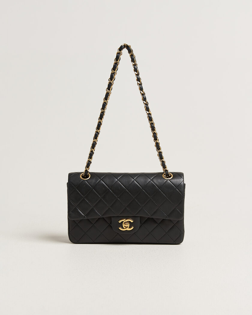 Chanel Pre-Owned Classic Small Double Flap Bag Lambskin Black – Sort