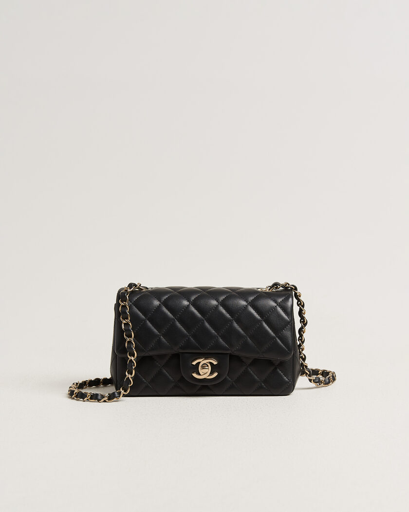 Chanel Pre-Owned Classic Mini Rectangular Single Flap Bag Lambskin Black – Sort