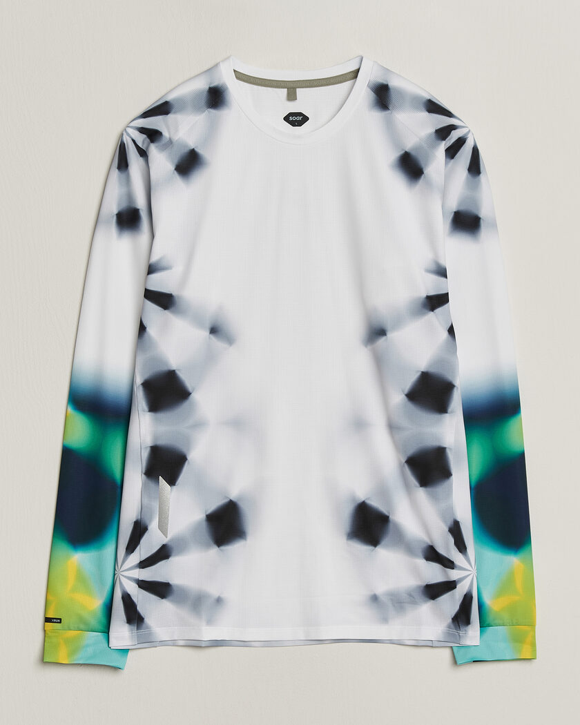 SOAR Running LS Printed Tech T-Shirt White/Grey – Flerfarvet