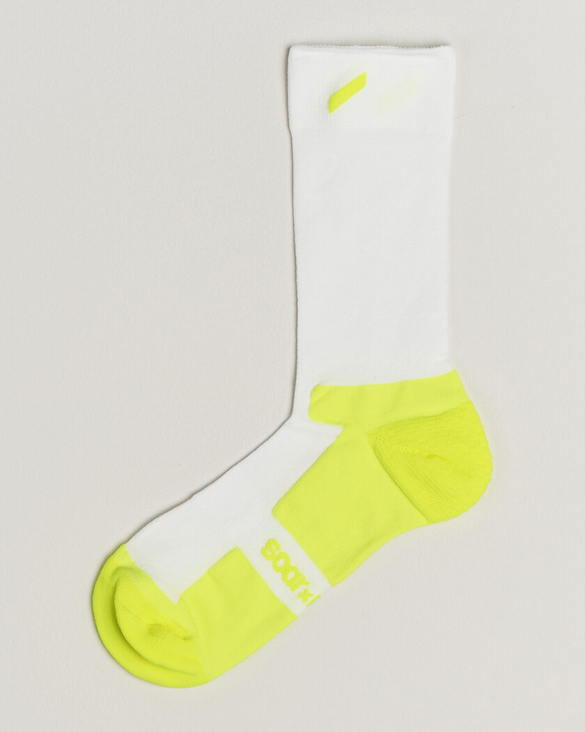 SOAR Running Crew Race Socks White/Fluro Yellow – Hvid