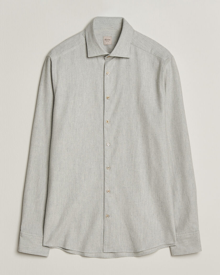 Stenströms Slimline Flannel Shirt Light Grey – Grå