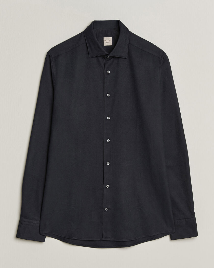 Stenströms Slimline Flannel Shirt Black – Sort