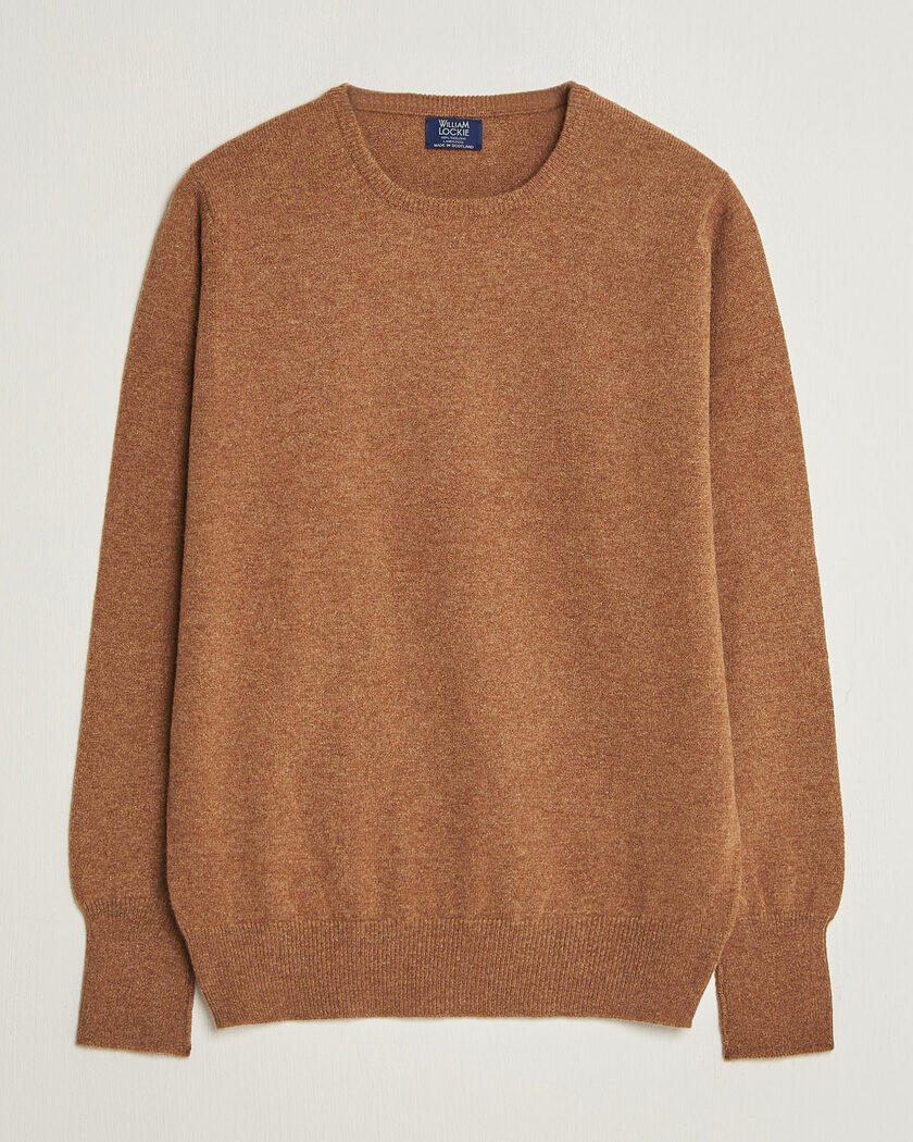 William Lockie Rob Lambswool Crewneck Driftwood – Brun