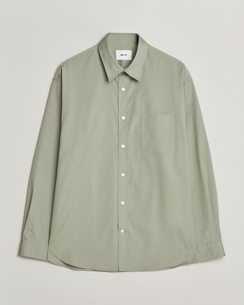 NN07 Skyler Relaxed Fit Supima Cotton Shirt Pale Green – Grøn