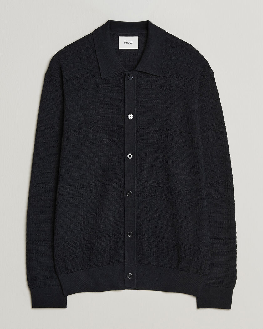 NN07 Nate Wool Knitted Cardigan Deep Navy – Blå