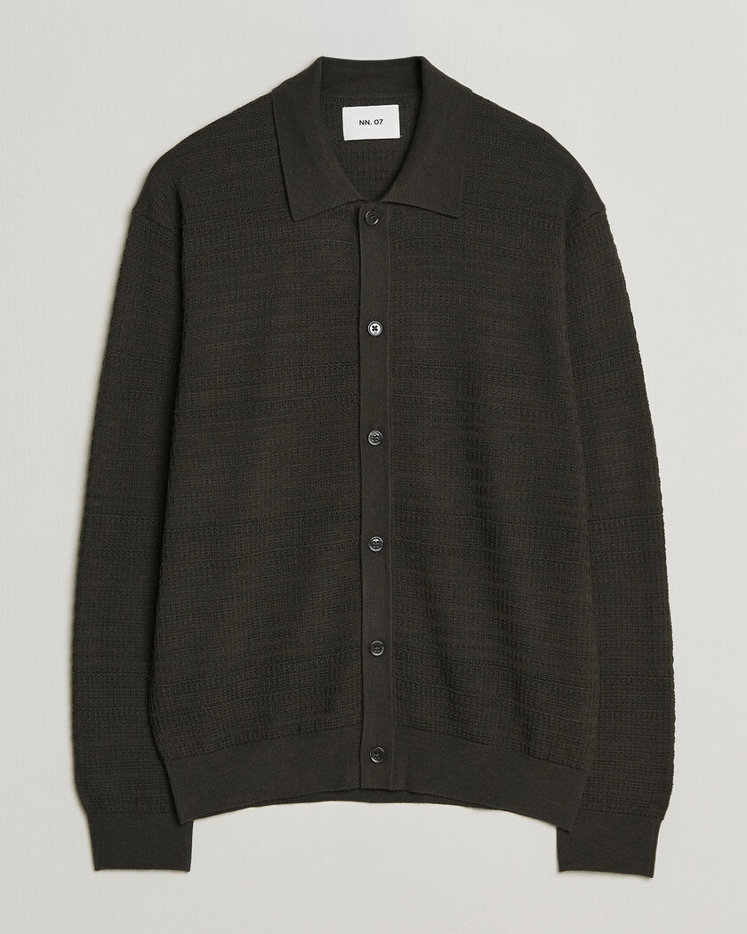 NN07 Nate Wool Knitted Cardigan Dark Army – Grøn