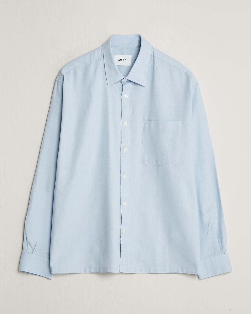 NN07 Deon Brushed Light Flannel Shirt Sky Mist – Blå