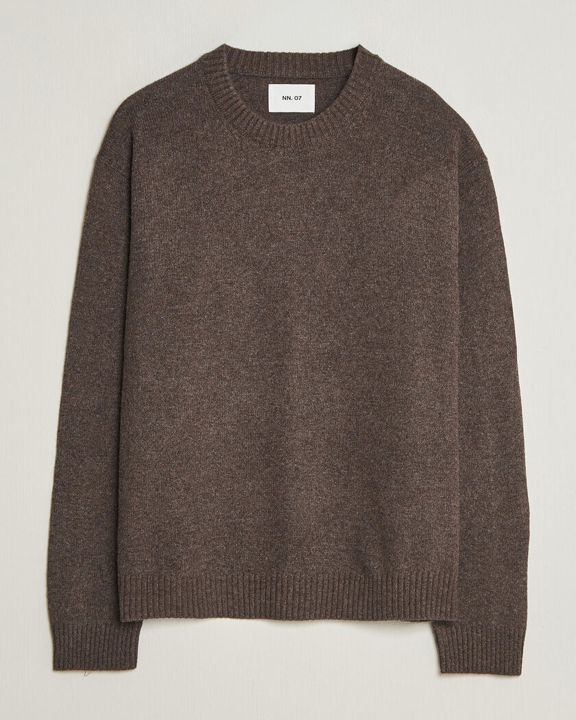 NN07 Russel Wool/Cotton Knitted Sweater Mable Husk – Brun