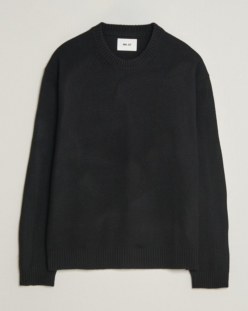 NN07 Russel Wool/Cotton Knitted Sweater Black – Sort