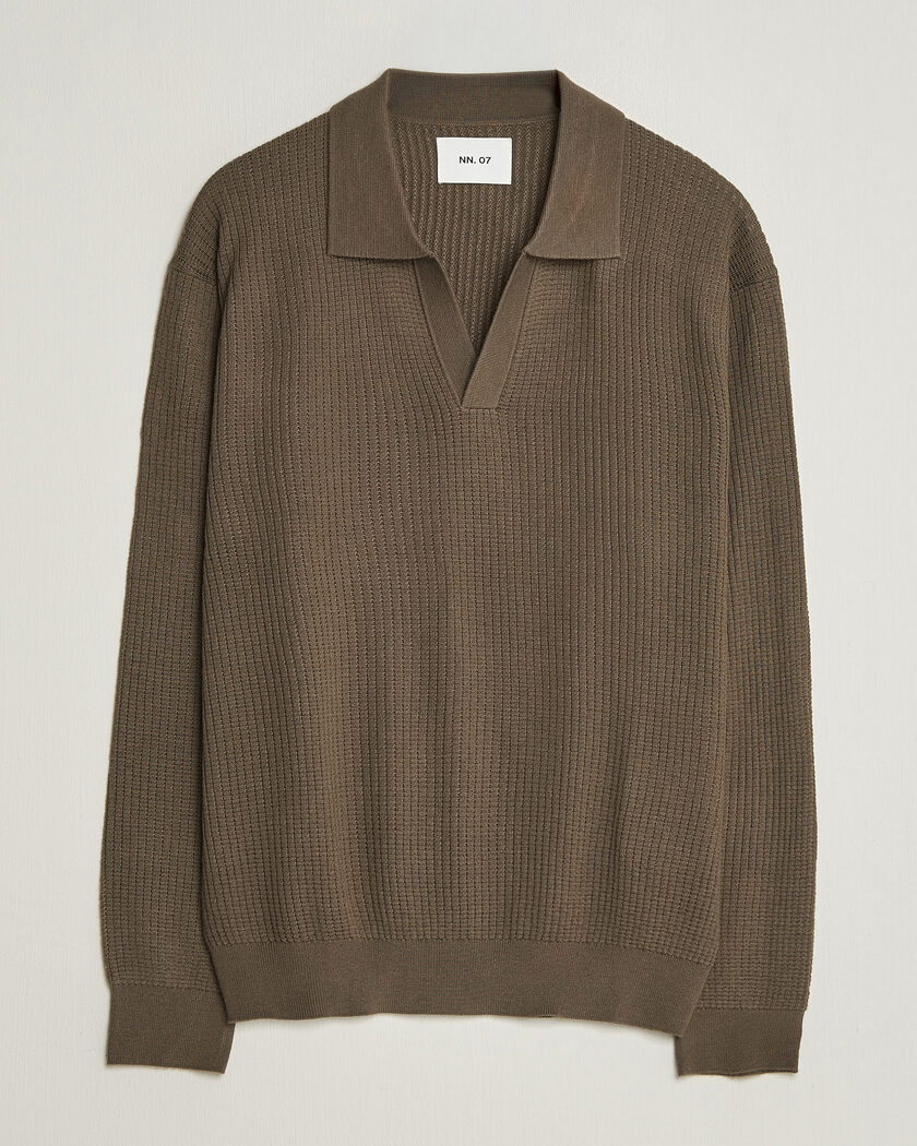 NN07 Nate Wool Knitted Polo Mable Husk – Brun