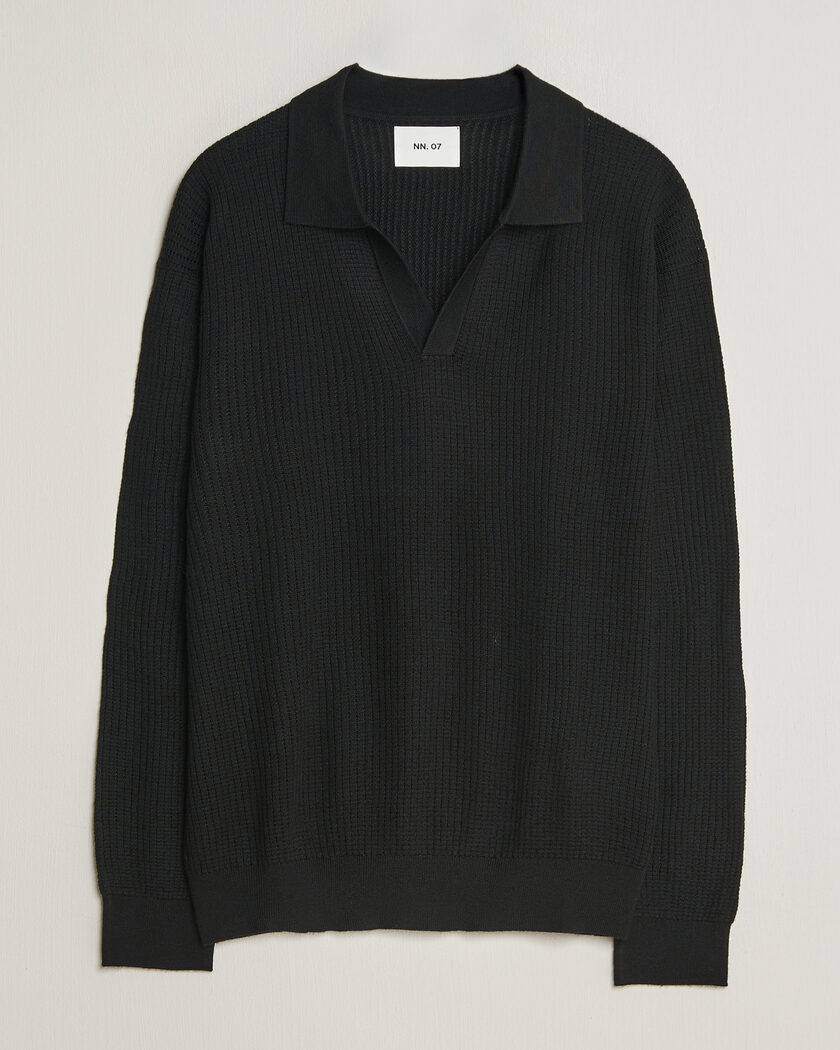 NN07 Nate Wool Knitted Polo Black – Sort