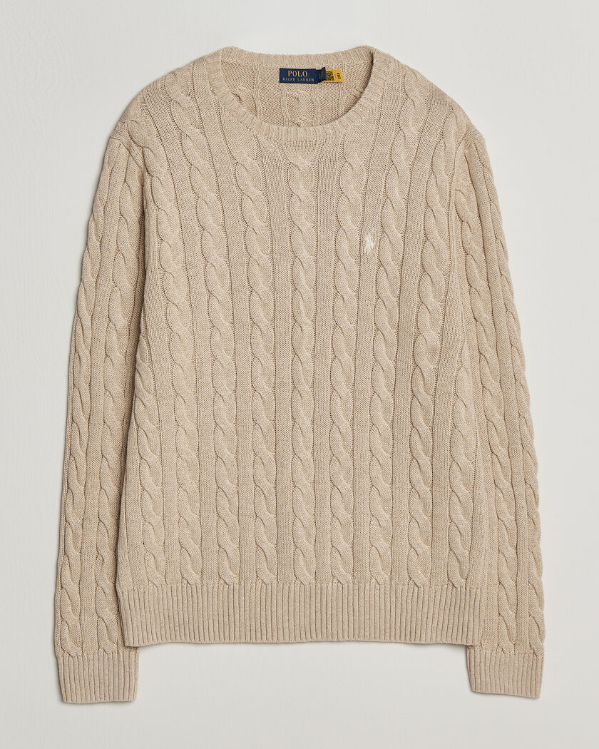 Polo Ralph Lauren Cotton Cable Pullover Jicama Brown Heather – Brun