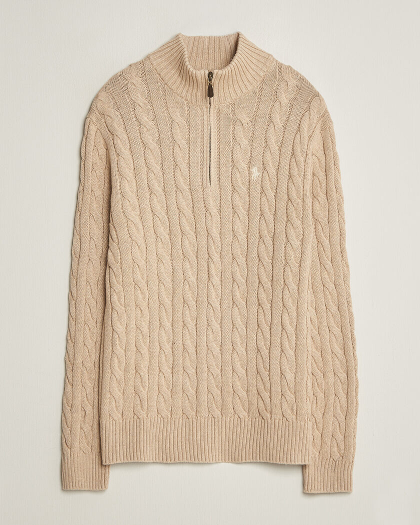  Polo Ralph Lauren Cotton Cable Half Zip Brown Heather – Brun