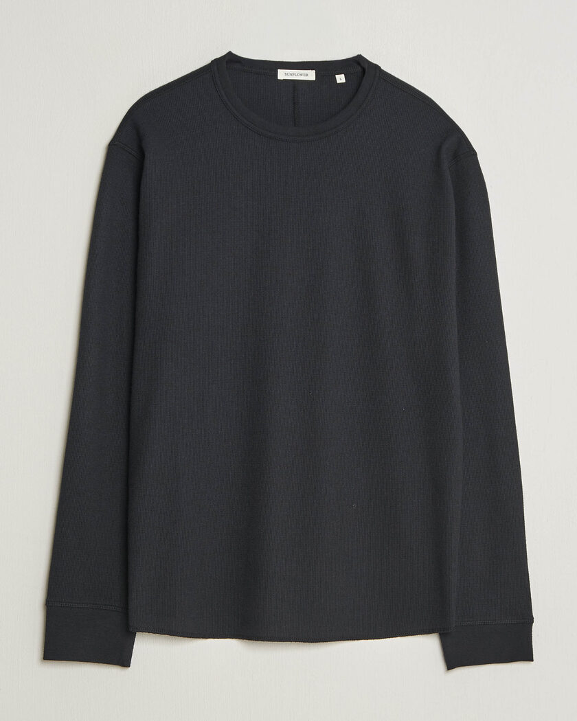 Sunflower Wool Waffle Long Sleeve T-Shirt Black – Sort