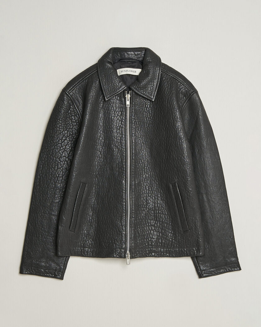 Sunflower Short Leather Jacket Black – Sort