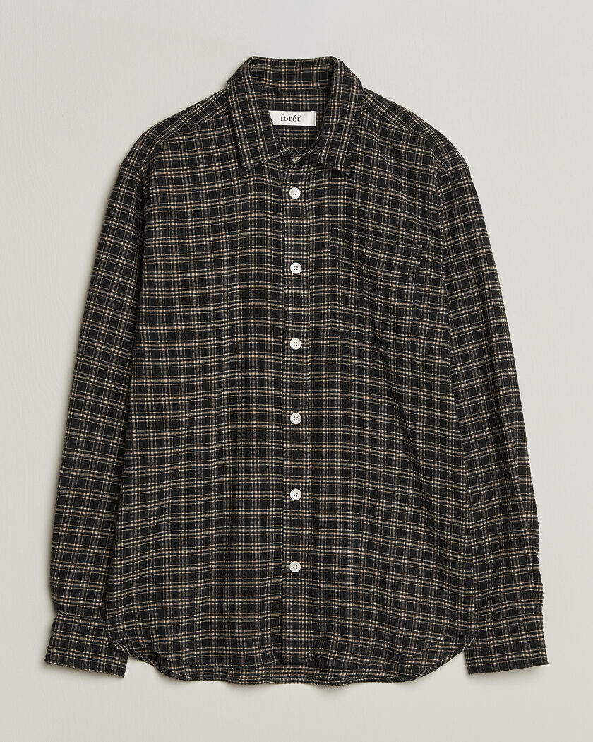 Forét Form Regular Fit Italian Check Shirt Black – Sort