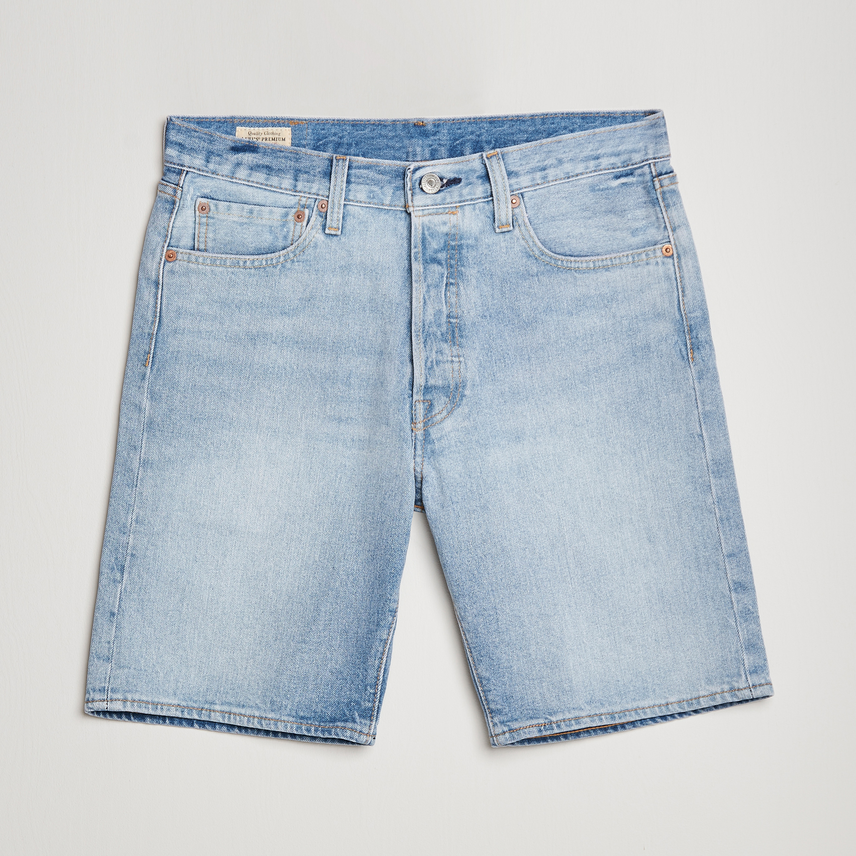 Mål Delvis afrikansk Levi's 501 Hemmed Denim Shorts Light Indigo Worn In - CareOfCarl.dk