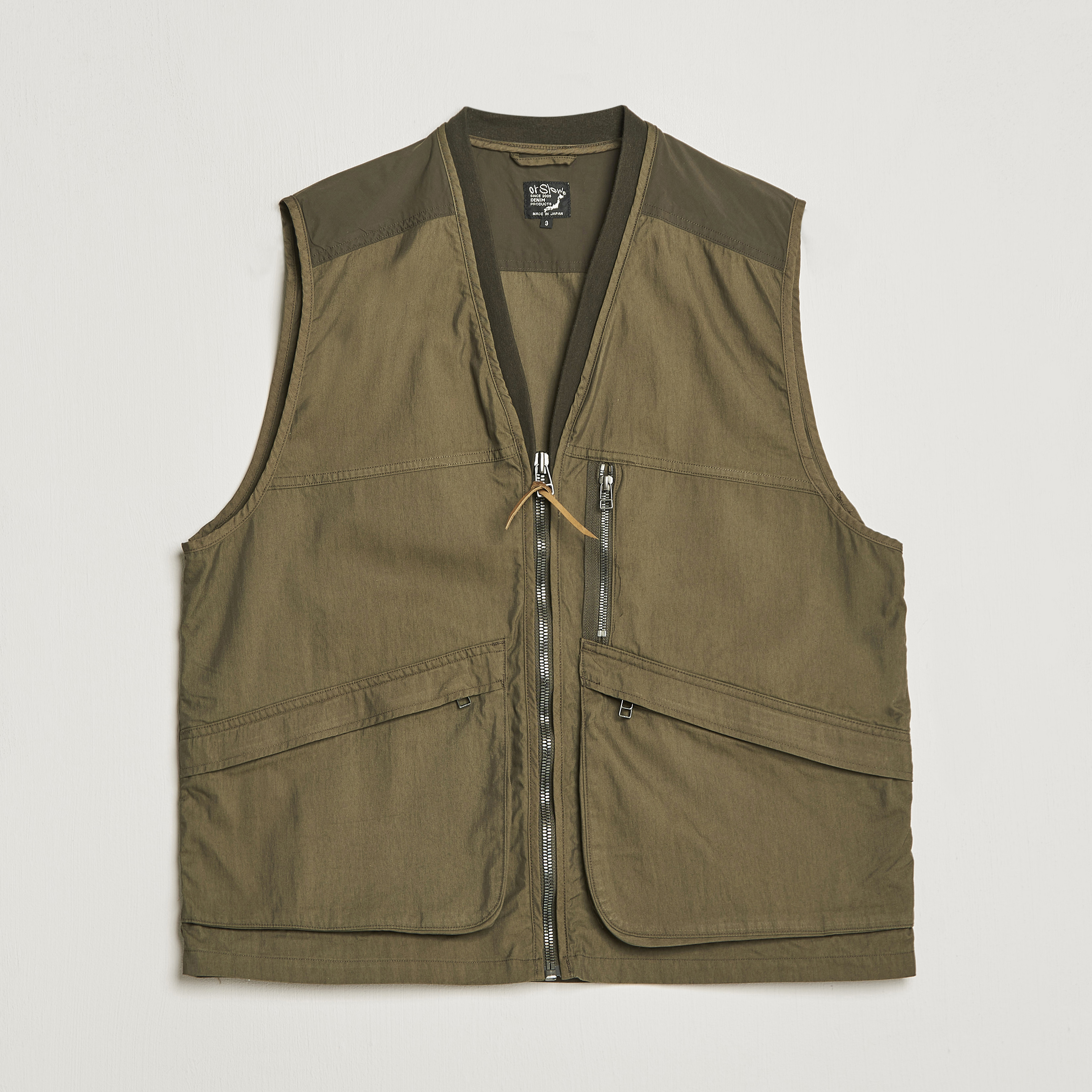 orSlow Cotton Nylon Utility Vest Army Green CareOfCarl.dk