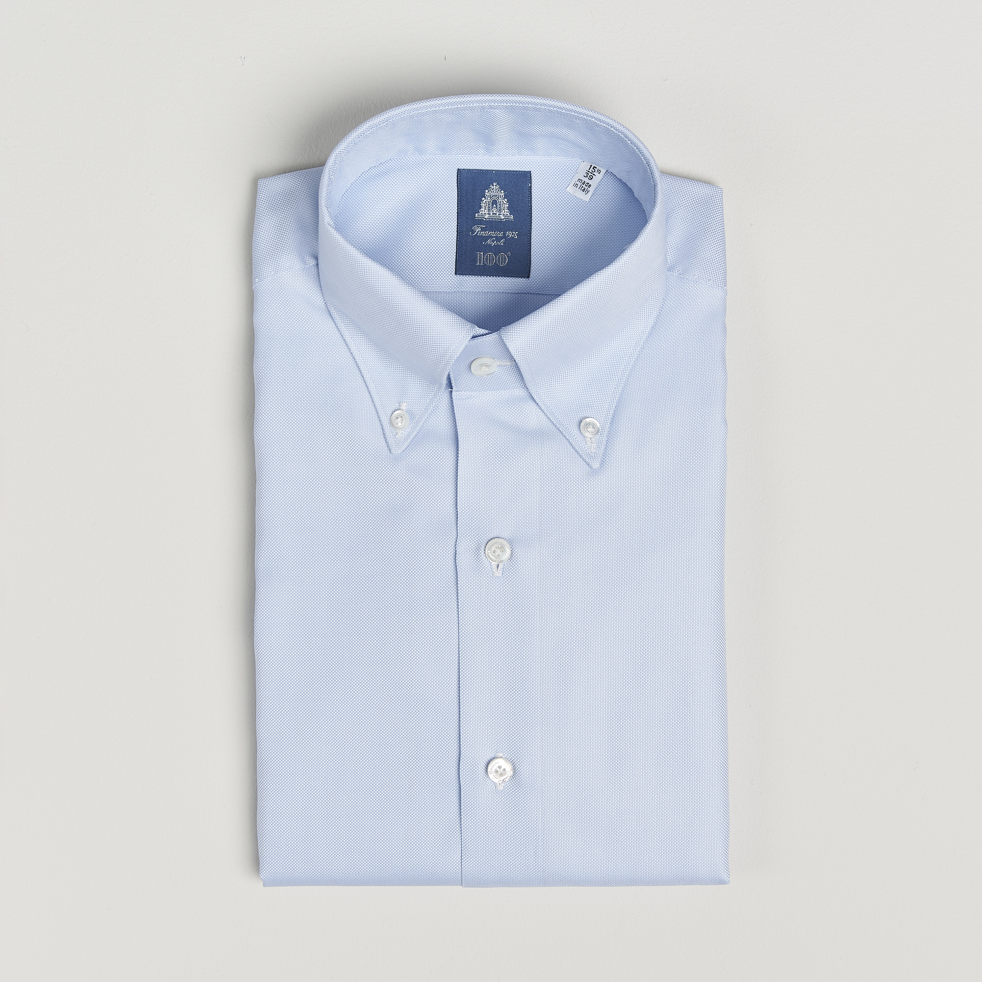Finamore Napoli Milano Slim Oxford Button Down Shirt Light Blue - CareOfCar