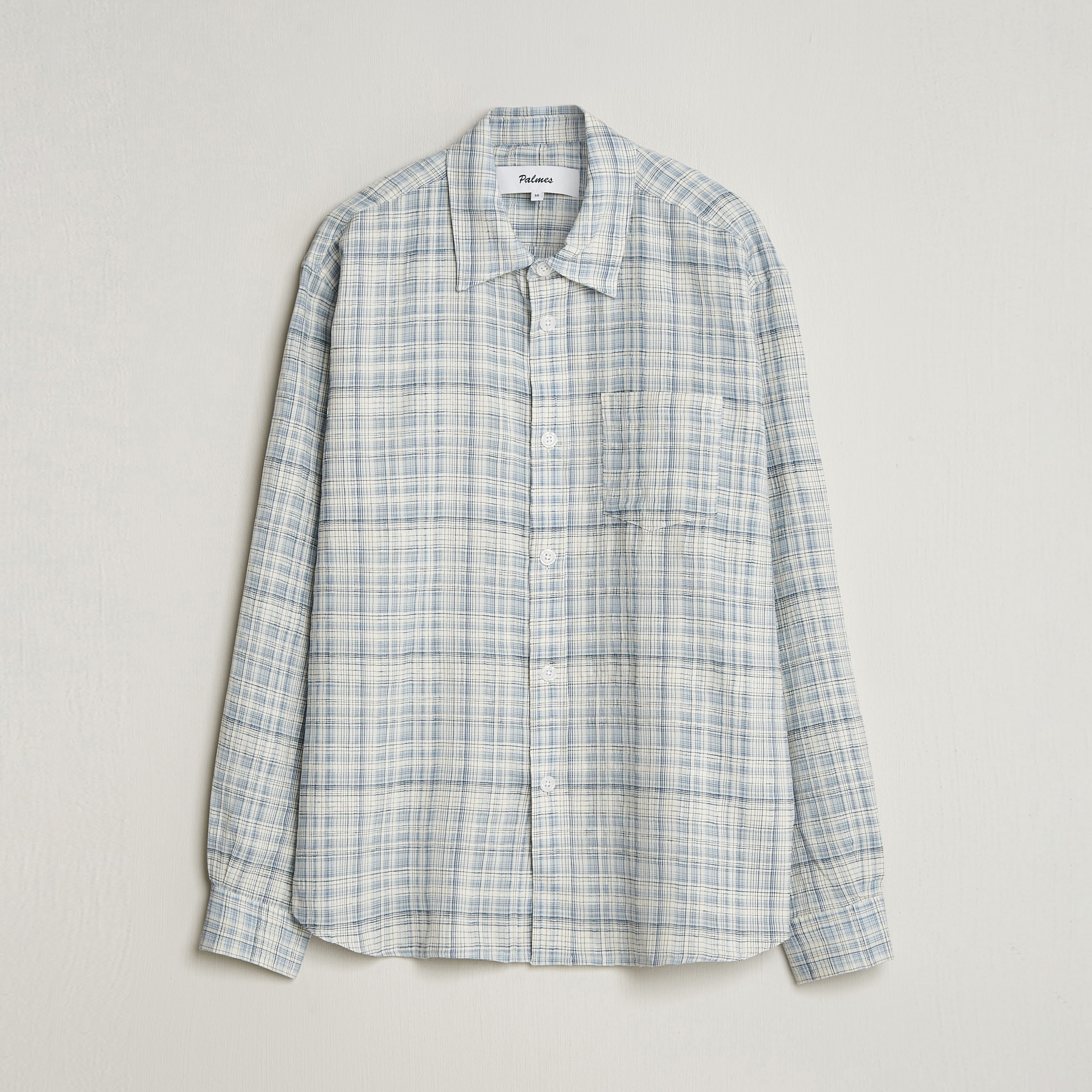 Palmes Cotton/Linen Shirt Light Blue Check - CareOfCarl.dk