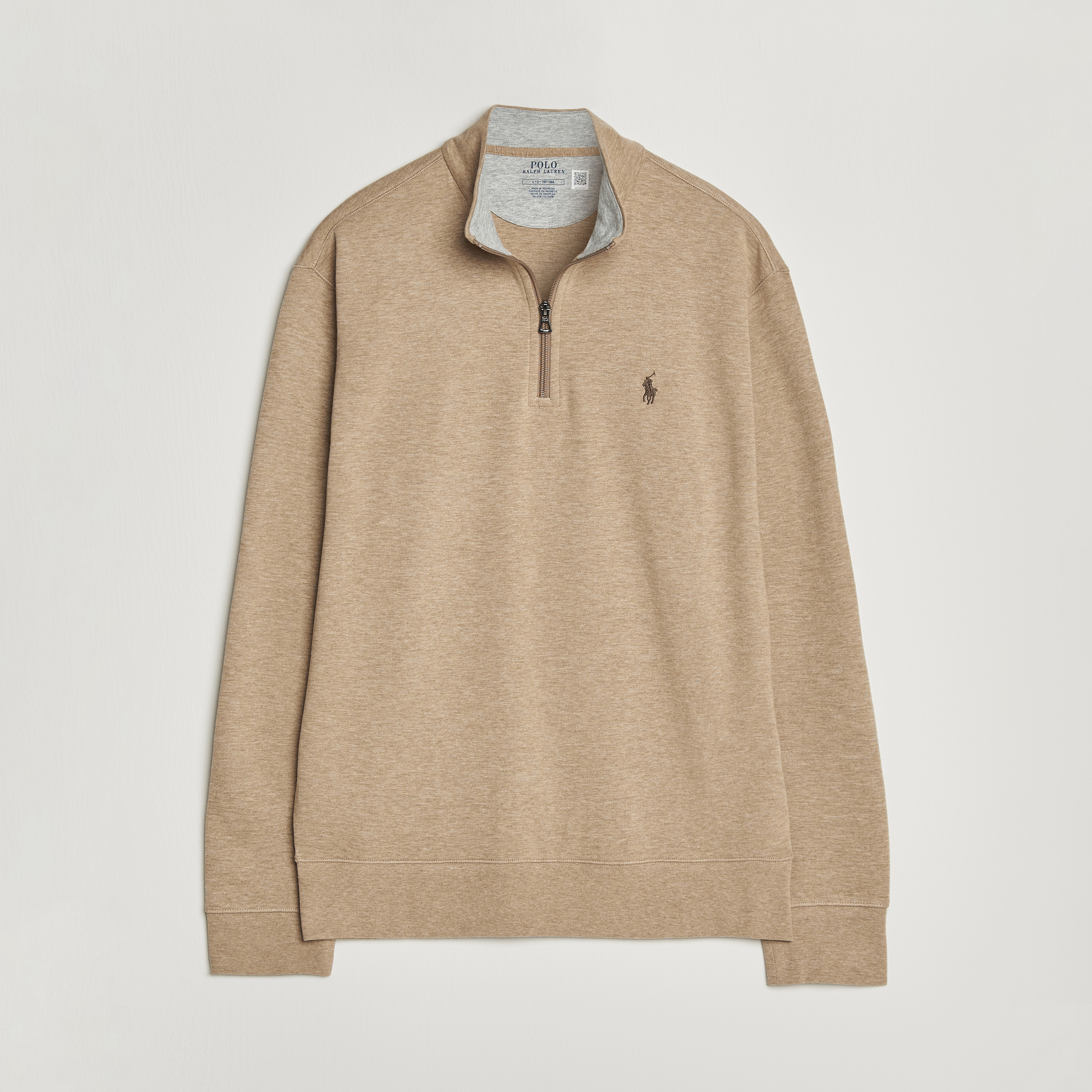 Polo Ralph Lauren Double Knit Half Zip Warm Brown - CareOfCarl.dk