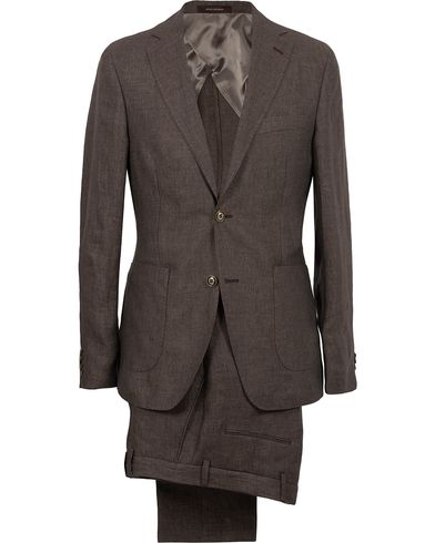  Einar Linen Patch Pocket Suit Brown