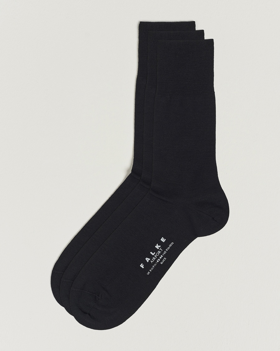 Falke 3-Pack Airport Socks Black – Sort