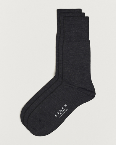 Herre | Strømper | Falke | 3-pack Airport Socks Anthracite Melange