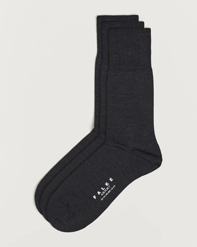 Herre | Wardrobe basics | Falke | 3-pack Airport Socks Anthracite Melange