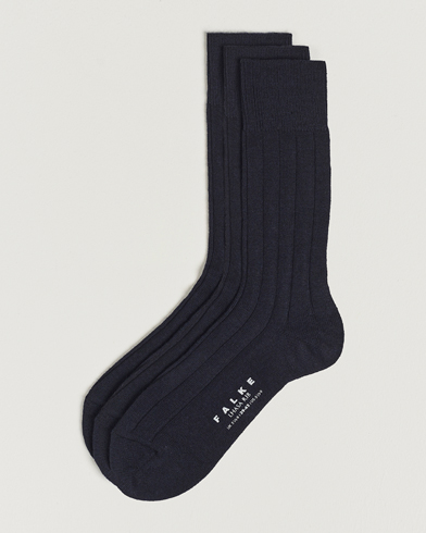 Herre | Almindelige sokker | Falke | 3-Pack Lhasa Cashmere Socks Dark Navy