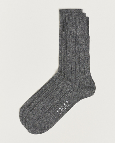 Herre | Strømper | Falke | 3-Pack Lhasa Cashmere Socks Light Grey