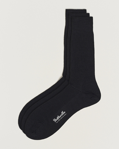 Herre | Almindelige sokker | Pantherella | 3-Pack Naish Merino/Nylon Sock Black